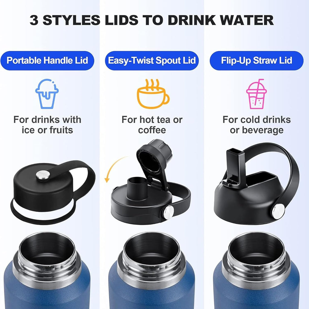 Skiennix 32oz Insulated Water Bottle - Leak Proof Stainless Steel with Straw | BPA-Free for Gym & Travel