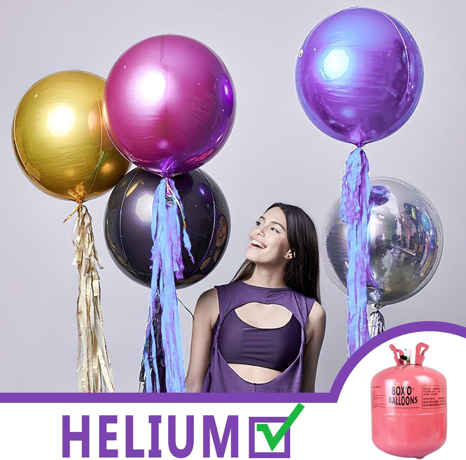 PartyWoo Metallic Purple Foil Balloons - 22 Inch Jumbo Round Mylar Balloons for Halloween & Birthday Decor
