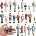 Namalu Miniature People Figurines - 14 Pcs 1:25 Scale Painted Model Train & Dollhouse Figures