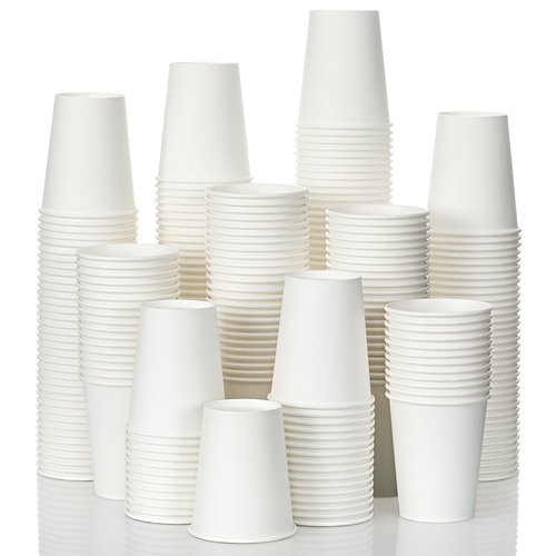 AOZITA 1200 Pack 8 oz Paper Coffee Cups, Disposable White Paper Hot/Cold Beverage Drinking Cup for Water, Juice, Coffee, Tea