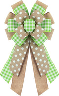 Skiennix Spring Wreath Bow - Natural Green Dots & Buffalo Plaid Design | Perfect for Easter & Home Decor