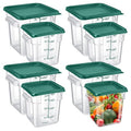 Suclain 8 Pack 4 QT and 6 QT Food Storage Containers with Lids Scales Handles Square Clear Restaurant Food Storage Containers Polycarbonate Commercial Grade for Kitchen Marinating Meat Dough(Green)