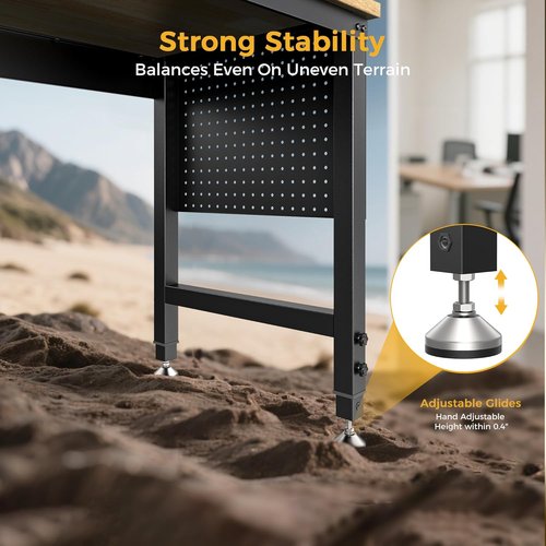 CAMMOO Adjustable Heavy Duty Workbench - 2000 LBS Capacity Rubber Wood Table | Garage & Workshop Use