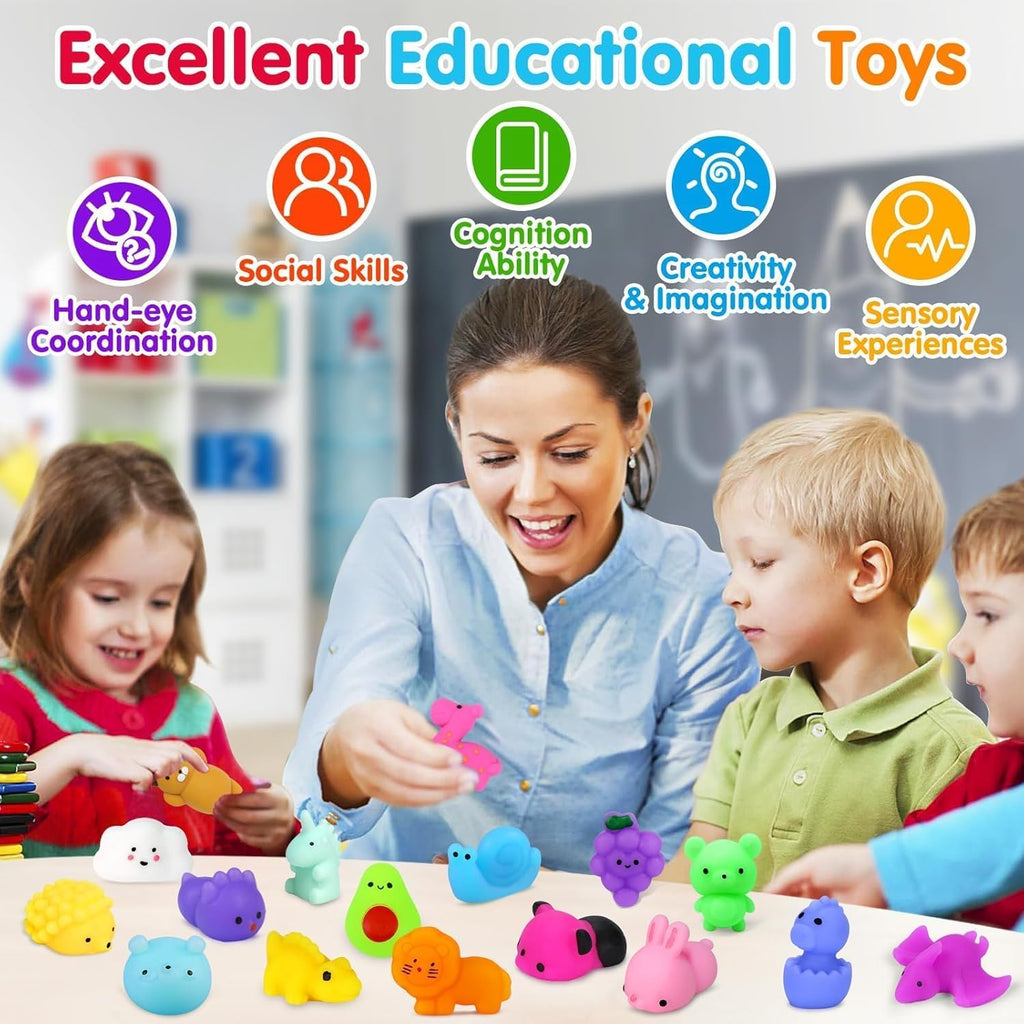 Yunaking 130PCS Kawaii Squishies - Fun Stress Relief Fidget Toys for Kids | Perfect Party Favors & Classroom Prizes