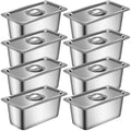 8 Pack 1/3 Size Hotel Pans with Lids, 6 Inch Deep 1.2mm Thick, Commercial Stainless Steel Chafing Steam Table Pan, Catering Storage Metal Food Pan