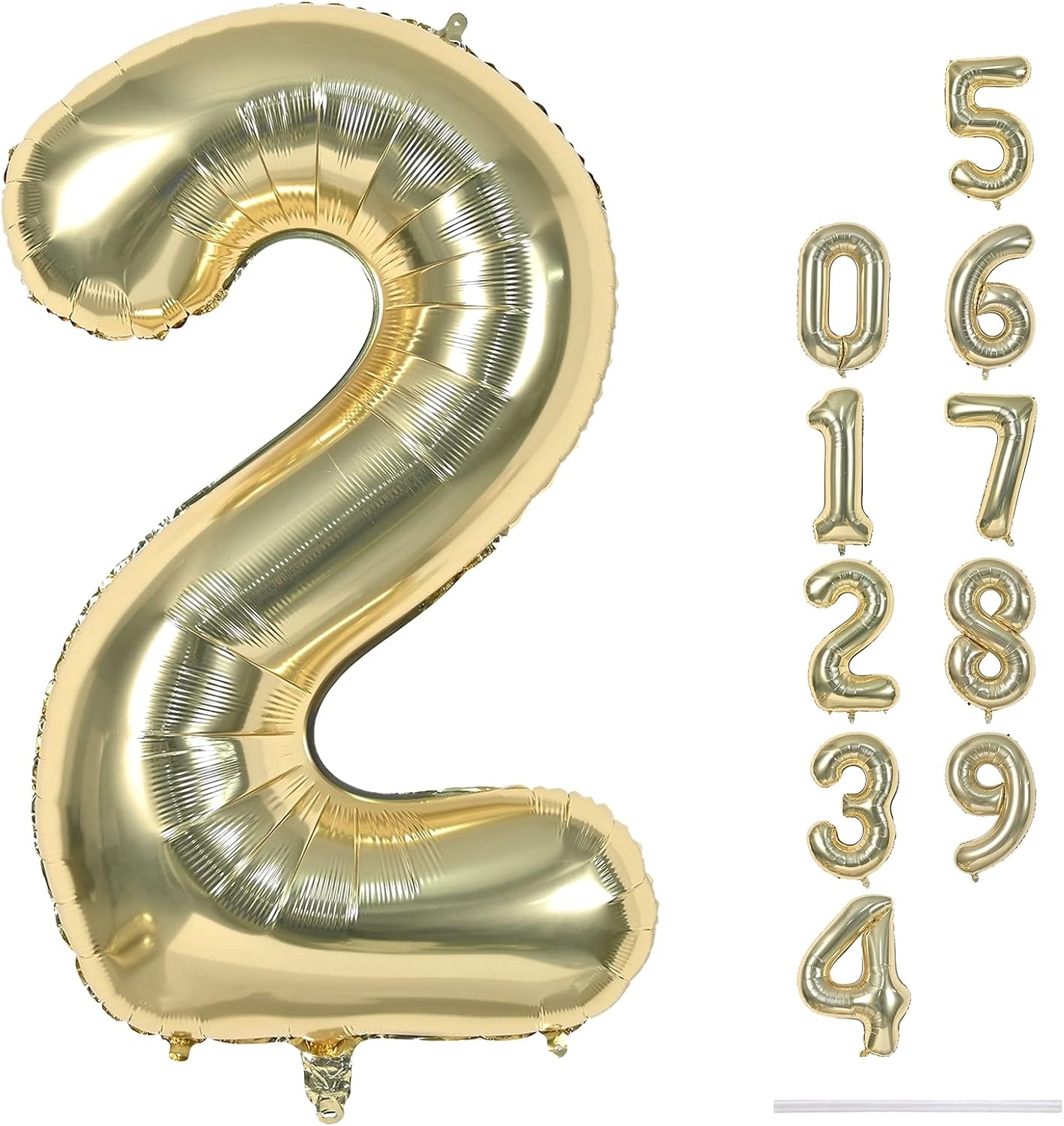 Skiennix 40-Inch Champagne Gold Number 2 Balloon - Large Foil Helium Decoration for 2nd Birthday & Anniversaries