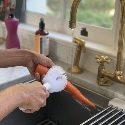 Fox Run Vegetable Cleaning Brush, Rubber Handle Produce Scrubbing Brush