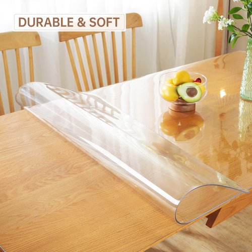 Warmstar Clear Table Protector 2mm Thick, 35x63 Inch Clear Table Cover Protector, Plastic Table Cover, Clear Desk Mat Desk Pad, Desk Protector Mat for Coffee Table, Writing Desk, Dining Room