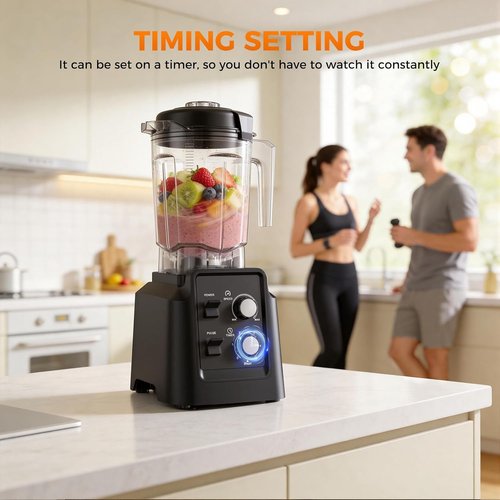1800W Blender by [Brand Name] - Professional 6-Blade Smoothie Maker with Grinder, 68oz & 27oz Jars, Self-Cleaning