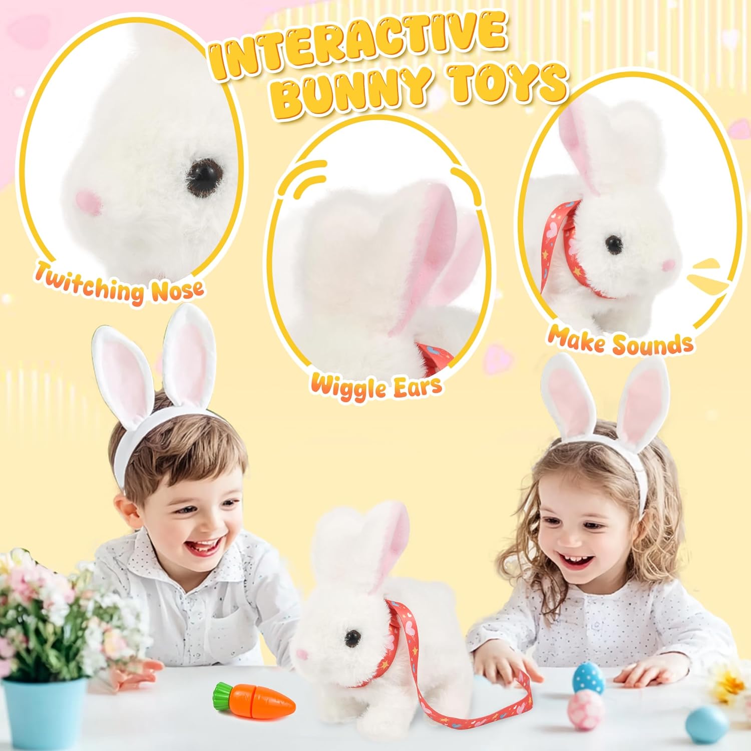 Bunby Easter Robot Bunny Pal - Interactive Plush Toy with Sounds & Hopping Action | White
