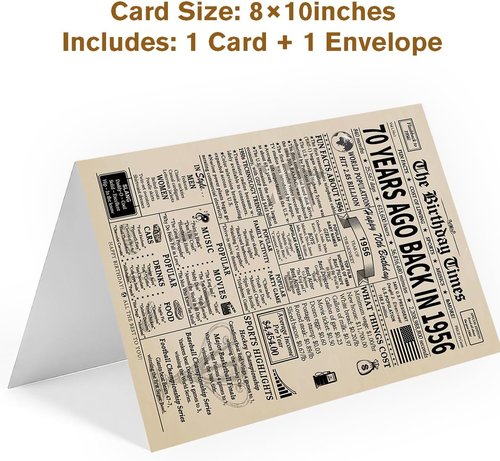 Happy 70th Birthday Card - Unique & Funny Gifts for Him/Her | Celebrate 70 Years Since 1956