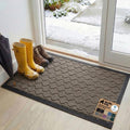 GORILLA GRIP Waterproof All-Season WeatherMAX Doormat - 47x35 Natural Rubber, Stain & Fade Resistant, Easy Clean | Latte Quatrefoil