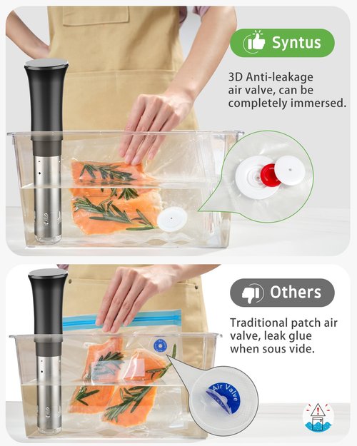 [2026 Upgraded] Syntus 40 Pcs Vacuum Sealer Bags for Food, Reusable BPA-Free Food Storage Bags for Sous Vide Microwave Heating, Air Valve Zipper Bags (10 Small+10 Medium+10 Large+10 Extra Large)