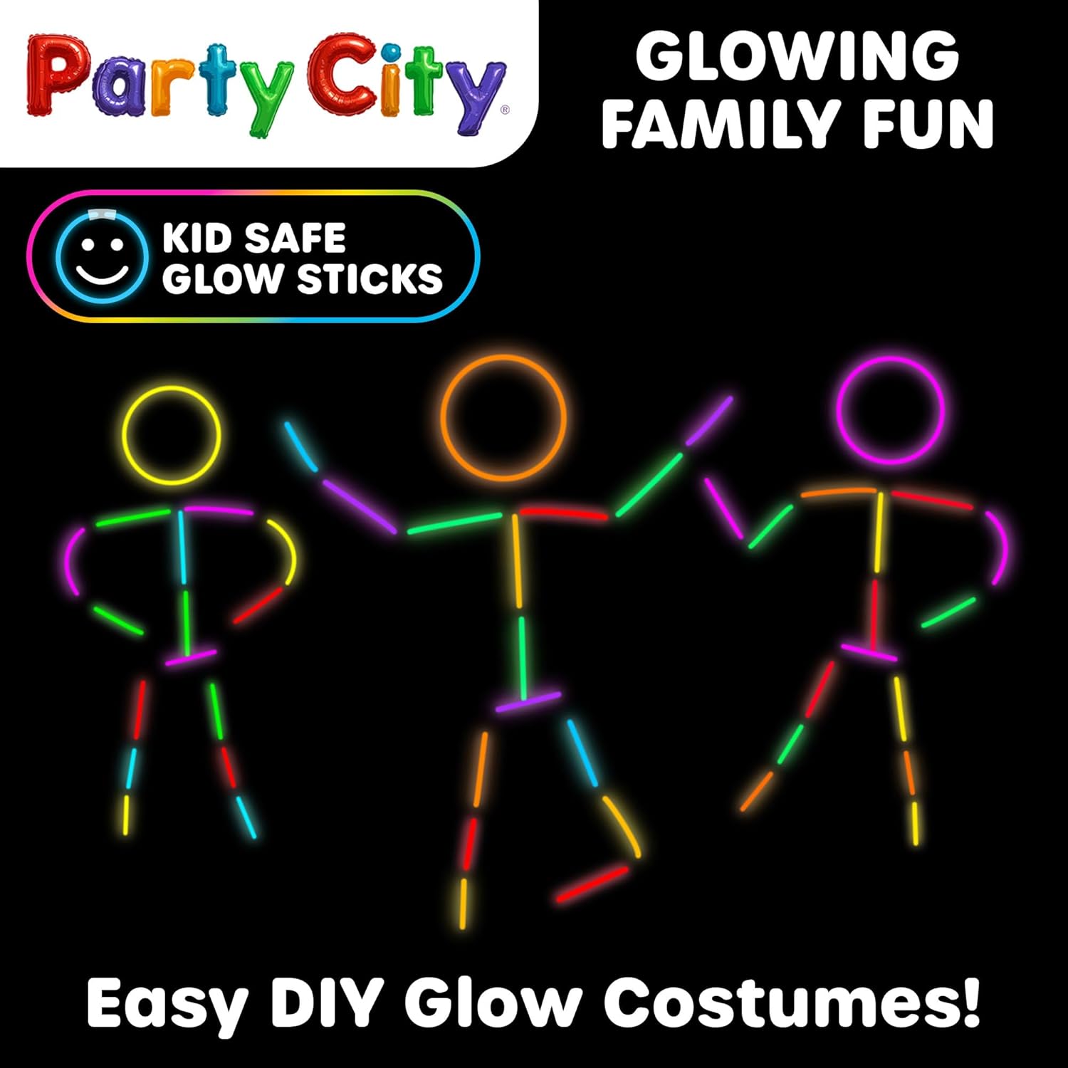 Party City Glow Sticks Bulk Pack - 100 Neon 8” Glow in the Dark Light-Up Favors for All Ages