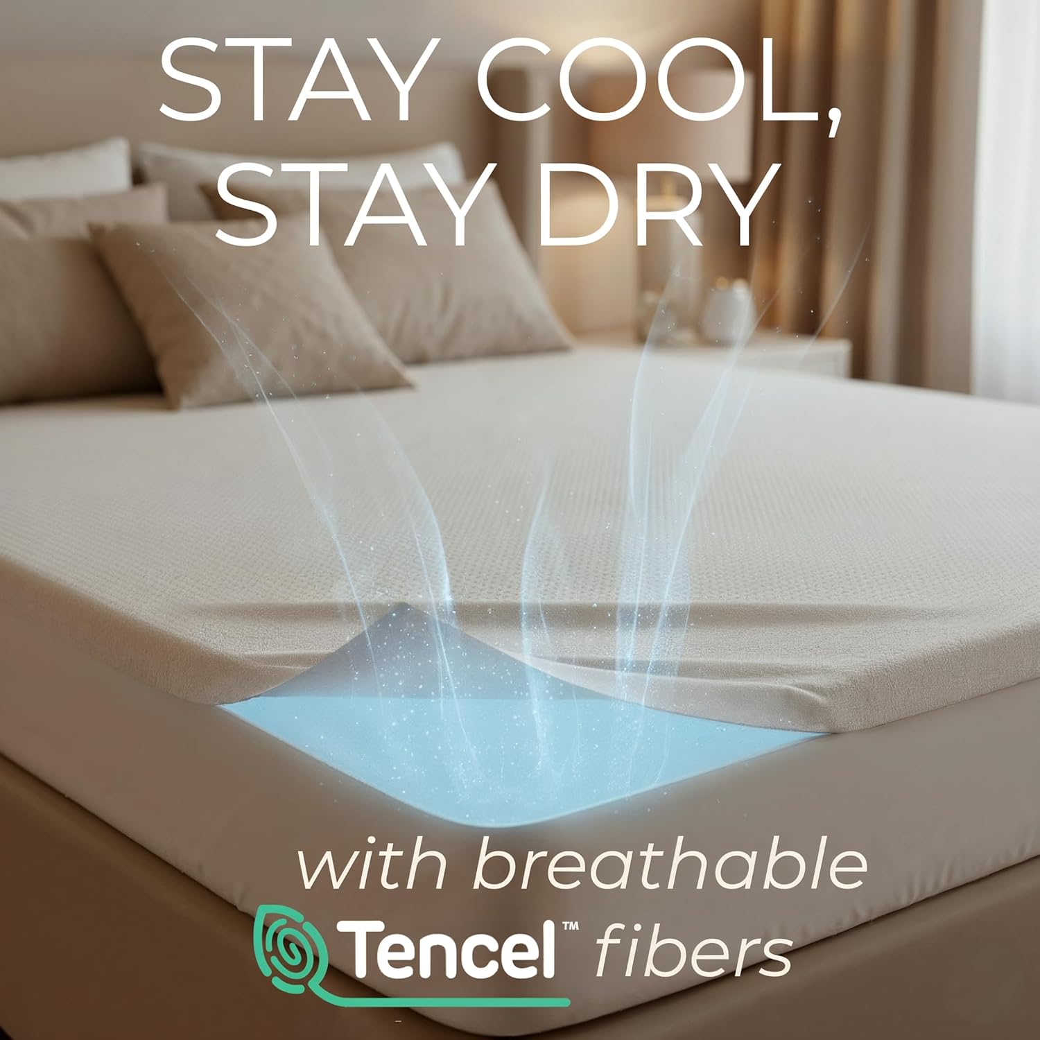 Skiennix Queen Size Mattress Protector - 100% Waterproof Tencel Cover | Cooling & Hypoallergenic Fitted Pad