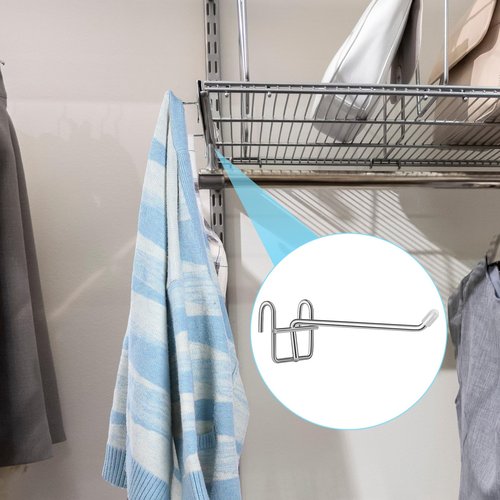 MorningRo 4 Pcs Accessory Hooks for Wire Shelving with Rubber Cover Heavy Duty Metal Hooks for Hanging Kitchen Utensils Wire Shelf Accessories Room Organization (Silver)