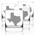 Bevvee Texas State Outline - Whiskey Rocks Glasses - Set of 4 - State Themed Drinking Decor and Gifts for Texan Women & Men - 10.25 Ounce