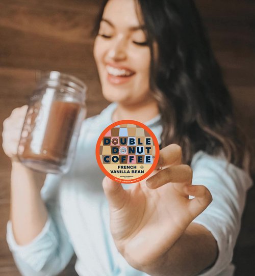 Double Donut Coffee Flavored Coffee Pods, Vanilla Bean Single Serve Coffee For Keurig K Cups Machines, Medium Roast Vanilla in Recyclable Pods, Hot or Iced, 96 Count Value Pack