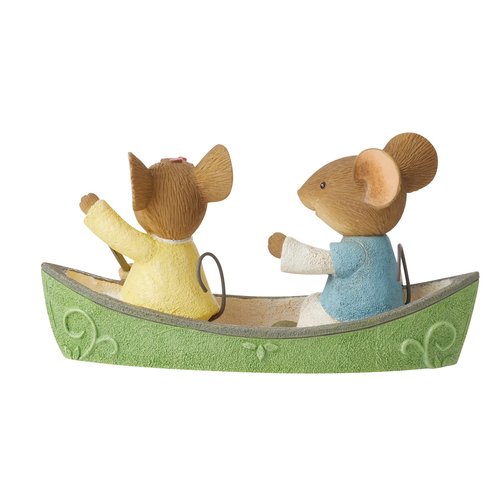 Enesco Tails with Heart Happy Camper Canoeing Mouse Couple Miniature Figurine, 1.73 Inch, Multicolor