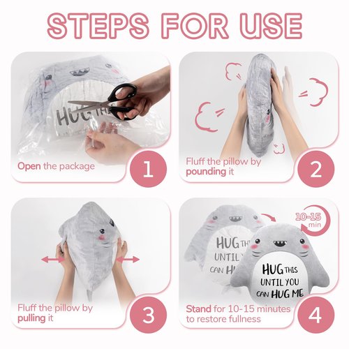 musaecoin Anniversary/Birthday Gifts for Her/Him/Girlfriend/Boyfriend, Long Remote Distance Relationship Gifts- Novelty Cute Shark Pillow- I Love Miss You Gift for Her/Him, 15”×15”