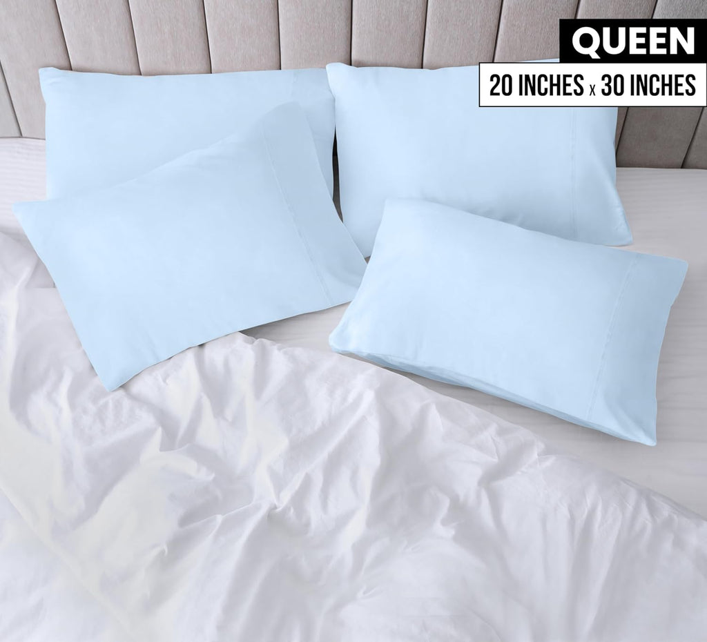 Utopia Bedding Queen Pillow Cases - Soft Brushed Microfiber - 4 Pack, Fade Resistant | Ice Blue 20 x 30 Inches