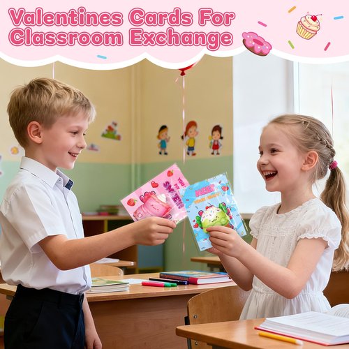 Valentines Day Cards for Kids School, 24 Pack Valentines Cards with Axolotl Slow Rising Toys, Valentine's Day Gifts for Kids Classroom Exchange, Valentine Party Favor Classroom Prizes for Boys Girls
