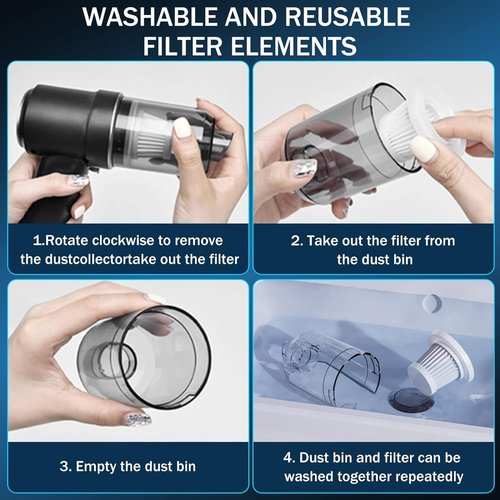 XBllcyiv Mini Vacuum Cleaner for,2 in 1 Keyboard Vacuum Cleaner Wireless Handheld,Car Vacuum with Brushless Motor High Power 120W Rechargeable Easy to Clean Car Interior (Black)