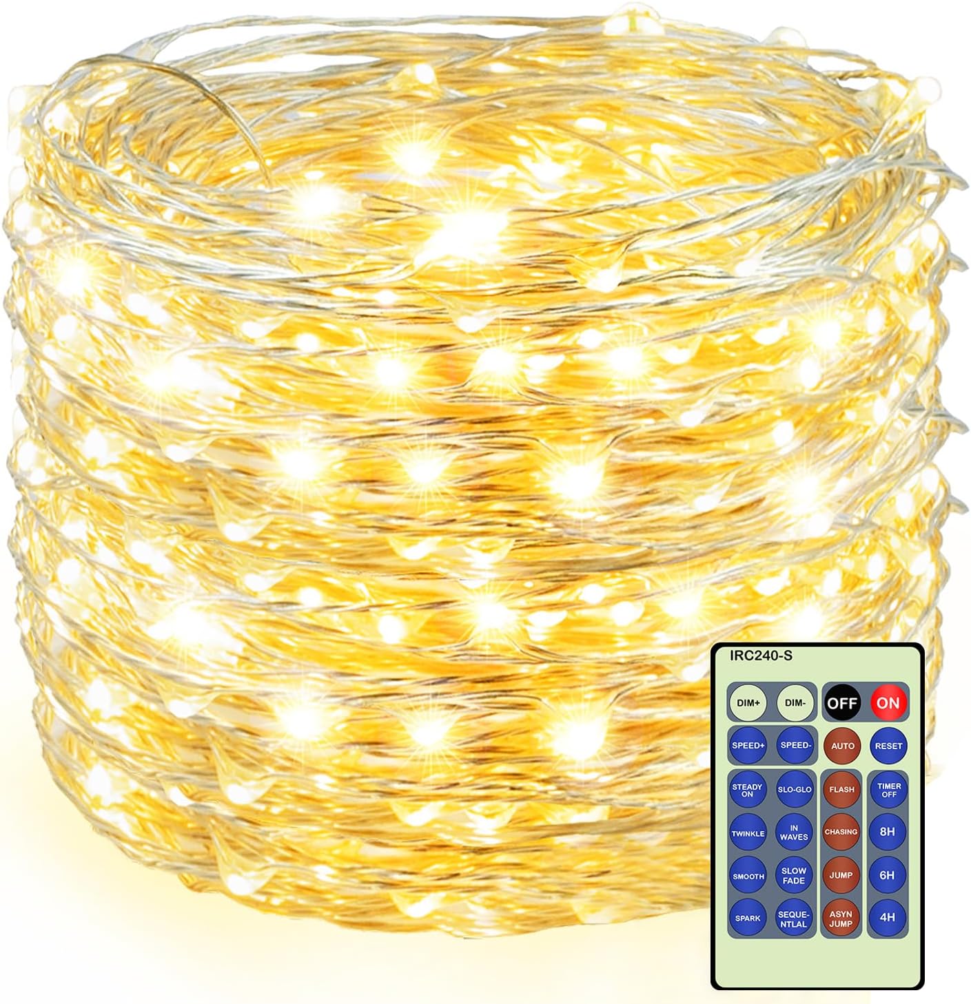 Skiennix 300 LED Fairy Lights - Twinkle String Lights with Remote & Timer | 99ft Bendable Silver Copper Wire, Warm White Decor for Weddings & Parties