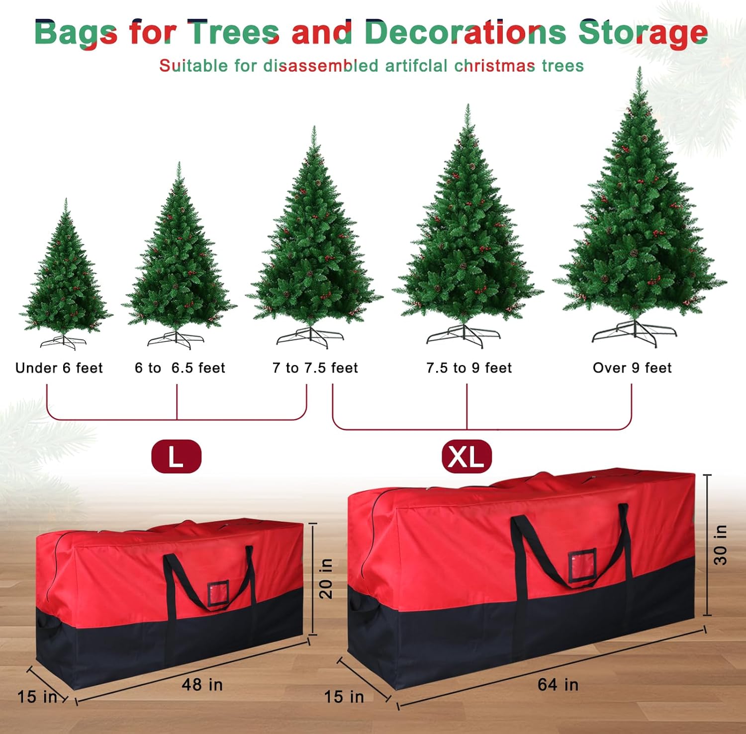 Christmas Tree Storage Bag - Heavy-Duty Waterproof Design for 9 Ft Trees | Reinforced Handles & Dual Zippers