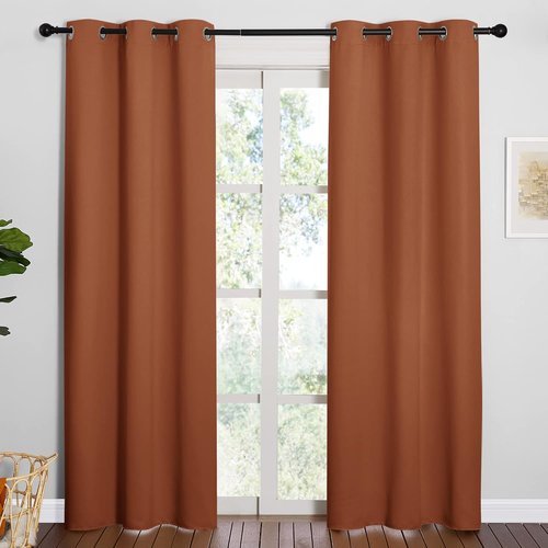 NICETOWN Blackout Curtains - Thermal Insulated Grommet Drapes for Halloween | 42 x 84 Inches, Burnt Orange
