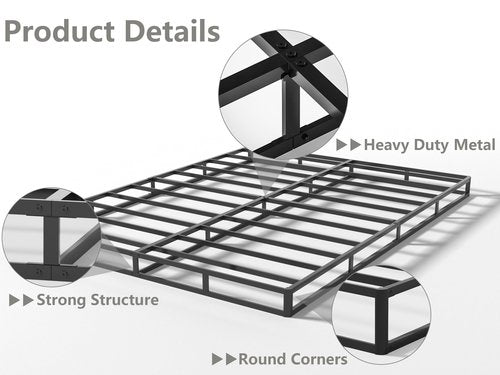 Qingzhou 5 Inch Box Spring for Queen Bed, Heavy Duty Metal Mattress Foundation, 3000 lbs Capacity, Low Profile Bed Base, Noise-Free, Easy Assembly, Fabric Cover