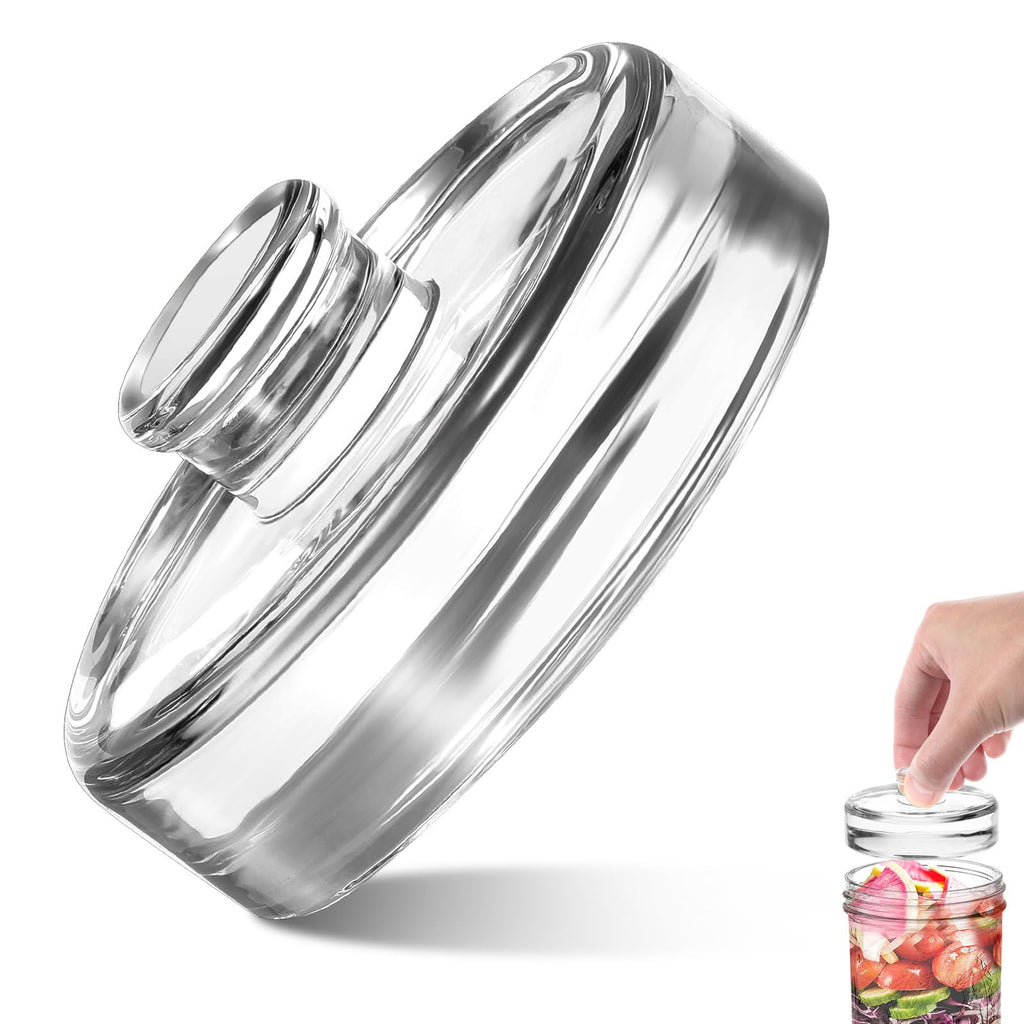 PRETYZOOM Glass Fermenting Weight for Wide Mouth Mason Jar, Heavy Glass Lid for Storage, 2.75 X 1.18 Inch, Silver