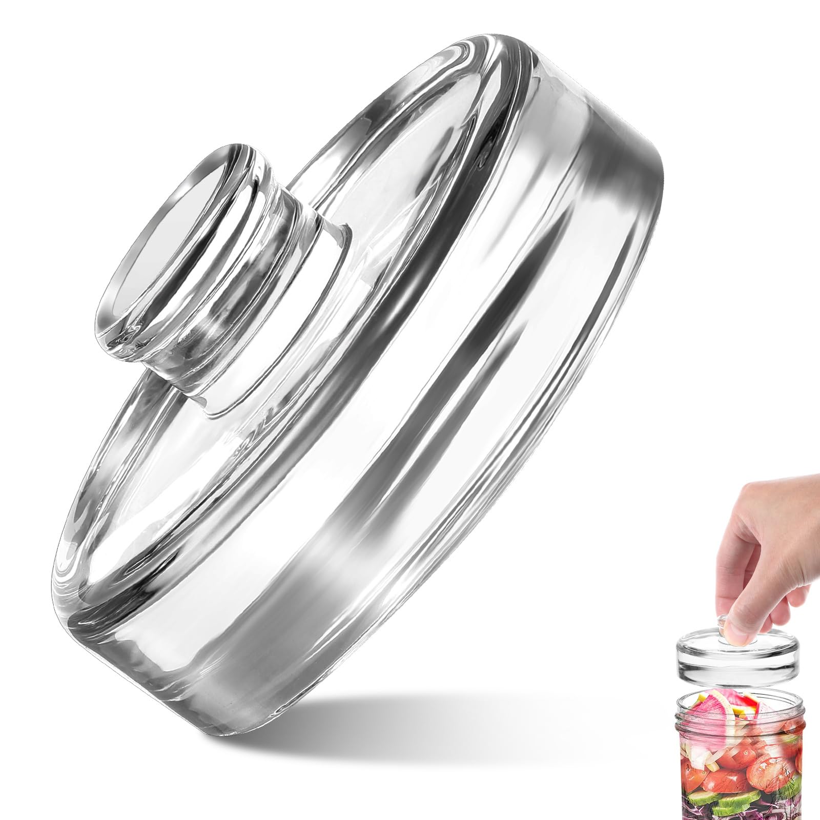 PRETYZOOM Glass Fermenting Weight for Wide Mouth Mason Jar, Heavy Glass Lid for Storage, 2.75 X 1.18 Inch, Silver