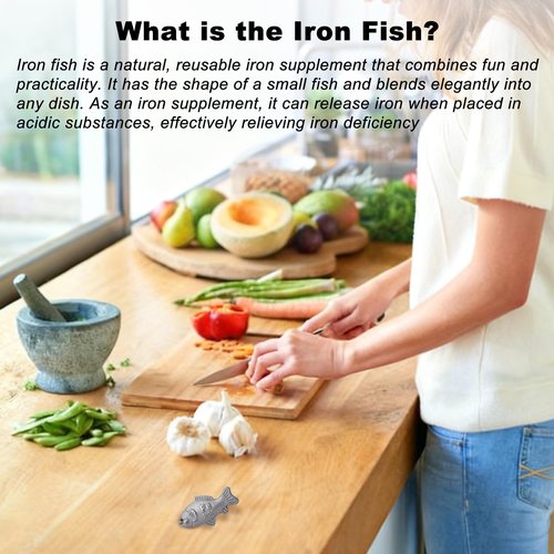 Iron Fish Cooking Tool, Iron Fish for Iron Deficiency, Natural Iron Supplement to Support Iron Levels for Vegans, Great Gift for Family and Friends (1Pack)