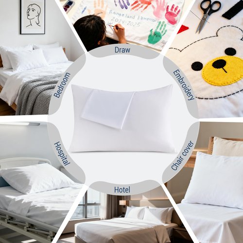 White Pillowcases Queen 4 Pack, 20x30 Pillow Cases with Envelope Closure, Soft Plain Brushed Microfiber Covers Breathable Wrinkle-Resistant