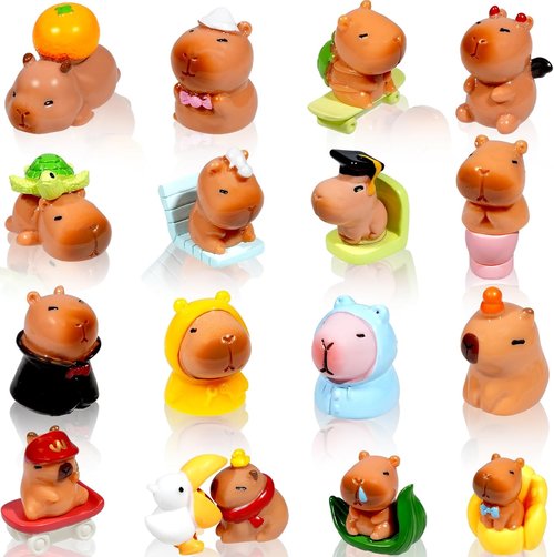 Exasinine 26-Piece Miniature Capybara Figurine Set - Resin Decor for DIY Fairy Gardens & Home Parties