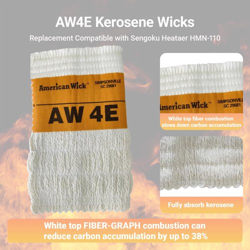 AW4E Kerosene Heater Wick Replacement - Fits for Sengoku HMN-110, KeroHeat CTN-110, Heatmate HMN-110, Mega Heat MGN-110 -Replace for American Wick #4E- Easy Install, Clean Burn, No Trimming Needed