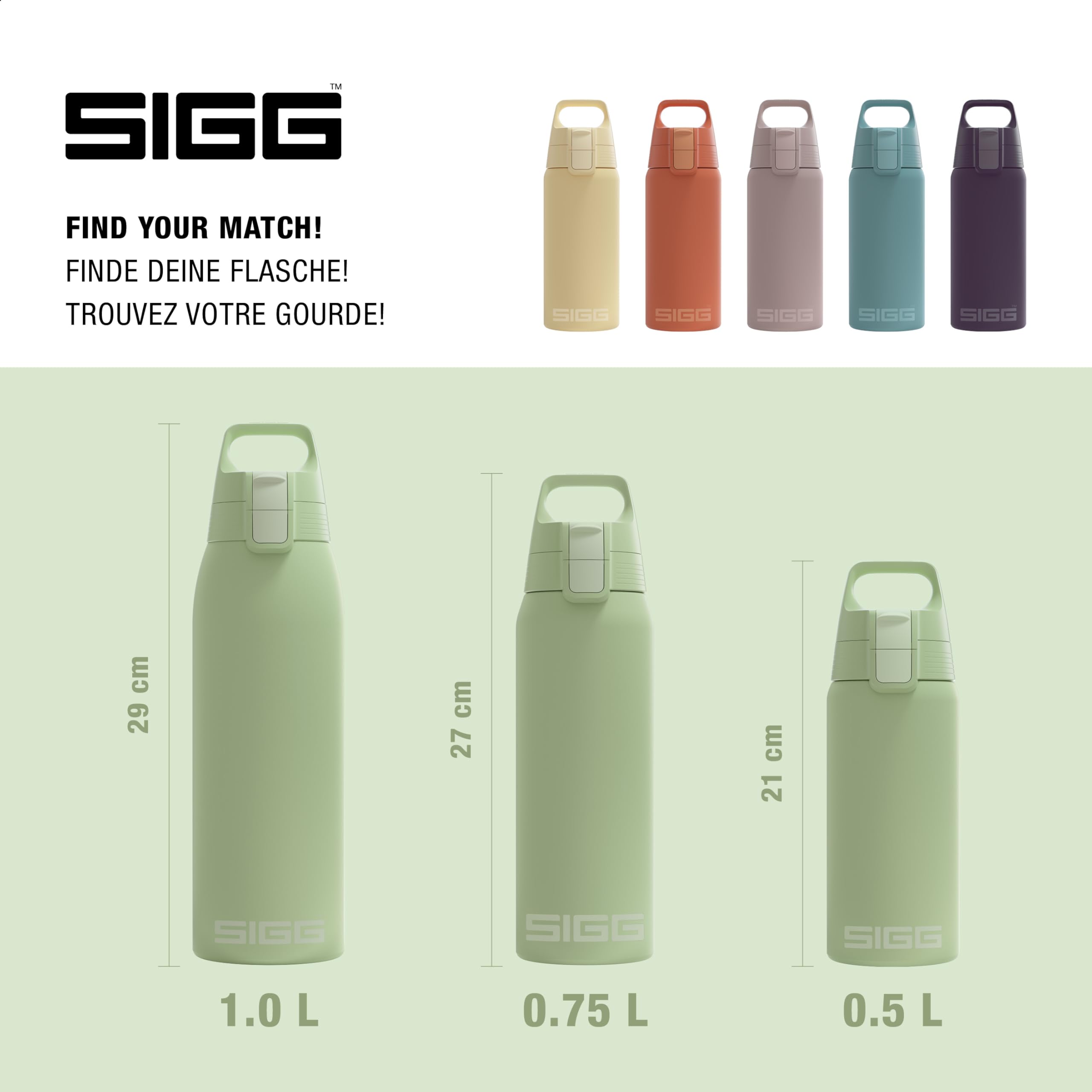 Sigg - Insulated Kids Water Bottle - Shield One Eco Green - Suitable For Carbonated Beverages - Leakproof - Dishwasher Safe - BPA Free - 90% Recycled Stainless Steel - Brushed - Whale - 17Oz