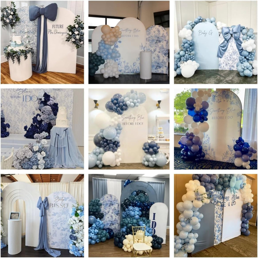 Something Blue Arch Backdrop Cover - Floral Design for Wedding & Bridal Shower | 2.6x6ft