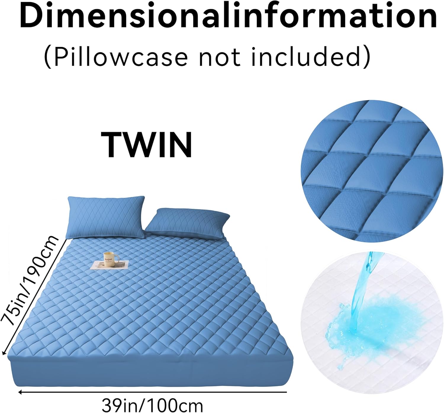 WESLEEPER Waterproof Mattress Protector - Super Soft & Breathable Bed Cover | Twin Size, Blue