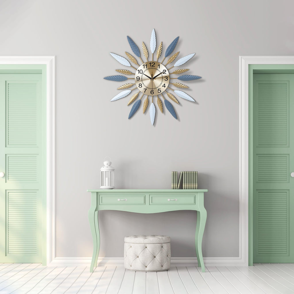 Lafocuse 23 Inch Silent Large Wall Clock for Living Room Décor, Decorative Mid Century Wall Clock, Sunburst Starburst Wall Clocks Battery Operated, Modern Art Deco
