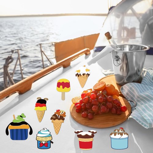 Qweryboo 12Pcs Mouse Cruise Door Magnets Stickers Fridge Refrigerator,Cute Ice Cream Magnet Car Door Fridge Magnet Sticker Whiteboards for Holiday Kitchen Locker Favors