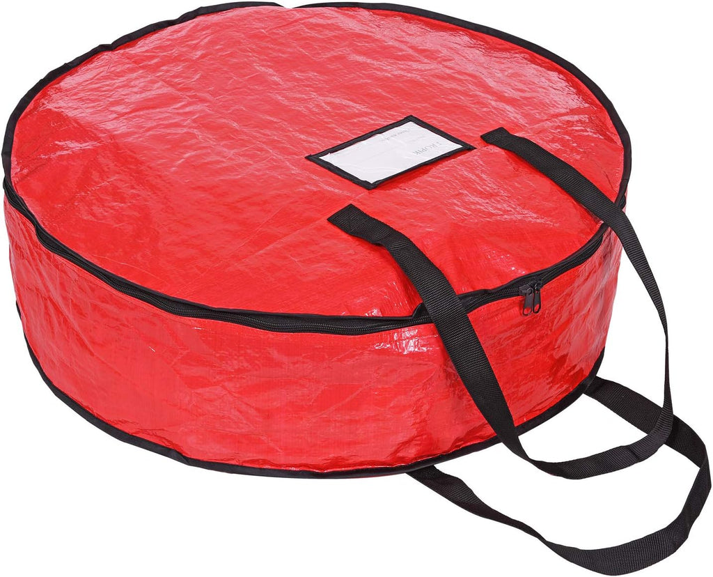 ProPik Christmas Wreath Storage Bag - Heavy-Duty Tear-Resistant Holiday Container | 36” X 8” (Red)
