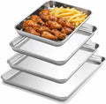 Skiennix Stainless Steel Baking Pans Set - 4 Pack Commercial Grade Cookie Sheets | 10/12/16/18 Inch Non-Stick Cookware