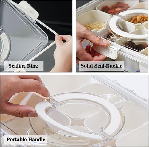 Eanpet 2Pack Divided Veggie Tray with Lid and Handle 8 Compartment Serving Tray with Dividers Portable Travel Snack Containers Stackable Snackle Box Charcuterie Container for Fruit,Vegetable,Salad