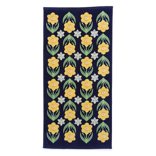 Cotton Looped Terry Beach Towel, Daffodils, One Size