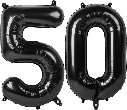 Black Number 50 Balloon - 40 Inch Giant Foil Balloon for 50th Birthday Party Decorations