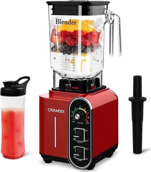 CRANDDI Smoothie Blender - 1800 Watt Professional Blender with 52oz Capacity, Stainless Steel Blade & Self-Cleaning | K98C Red