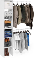 Furinno FANO Closet Organizer - 2 Hanging Bars & Shelf Towers for Bedroom Storage | White