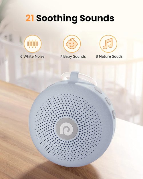 Dreamegg White Noise Machine - Portable Sound Therapy Device with 21 Soothing Sounds | Ideal for Home & Travel (Light Blue)